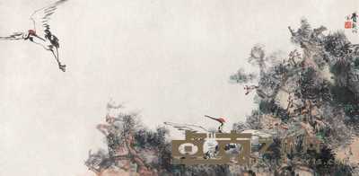 费新我 花鸟 镜心 67×136cm